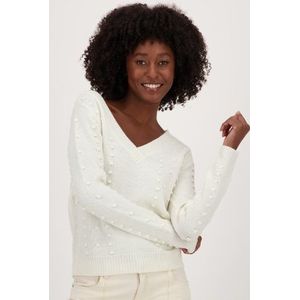 Ecru trui met gebreide bolletjes