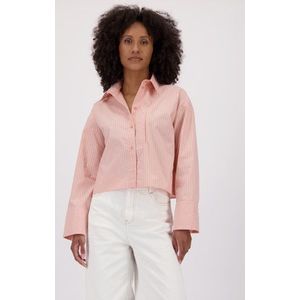 Louise - Cropped Blouse - Koraalroze - Met Strepen