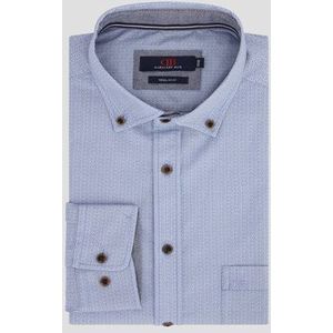Hemd met blauw visgraatmotief - Regular fit