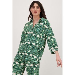 Ecru blouse met groene mandalaprint