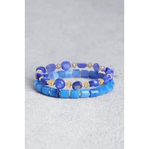 Set van 2 armbandjes met blauwe kralen