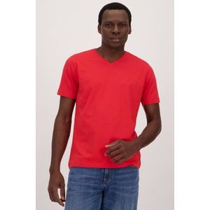 Rood T-shirt met V-hals