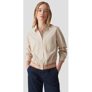 Opus - Blouse - Beige - Katoen - Lange Mouwen