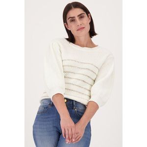 Ecru gebreide trui met strepen