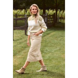 Liberty Loving Nature - Corduroy Rok - Beige - Halflang - Met Split