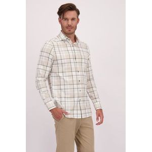 Wit-beige hemd met geruit motief - Regular fit