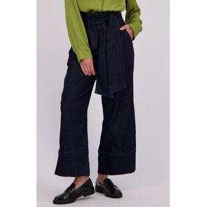 Wijde donkerblauwe jeans met striklint