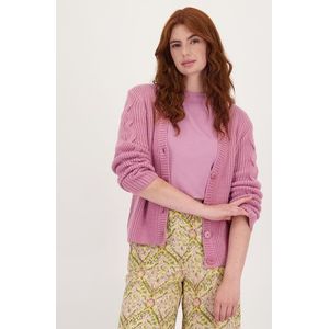 Roze gebreide cardigan met wol