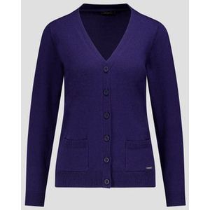 Donkerblauwe cardigan met ton-sur-ton knopen