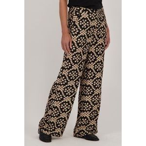 Zwarte wijde broek met print