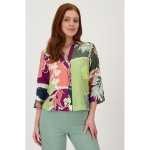 Blouse met paars-groene print