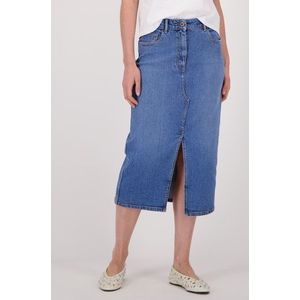 Liberty Island - Halflange Jeansrok - Donkerblauw - Met Split