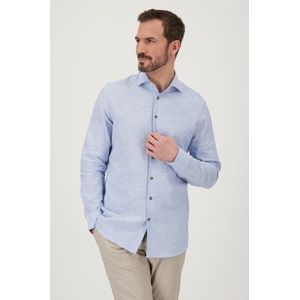 Lichtblauw linnen hemd met gemêleerde look