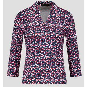 Polo met groen-paarse print