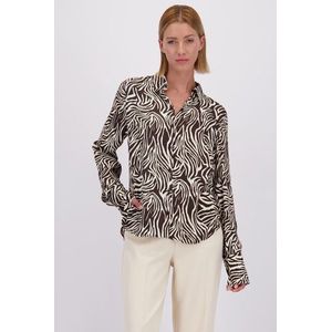 MORE & MORE Blouse  donkerbruin / offwhite