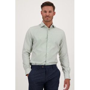 Groen hemd met fijn geruit patroon - Slim fit