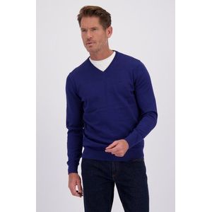 Fijne donkerblauwe trui met V-hals