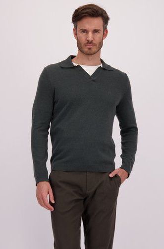 Donkergroene polo met wol
