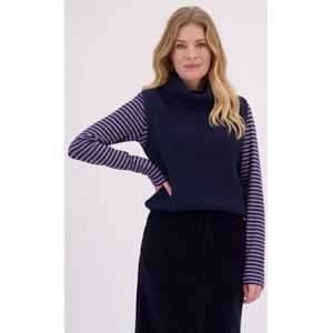 Navy mouwloos truitje met rolkraag