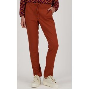 Roodbruine broek met elastische taille - slim fit
