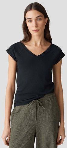 Opus - T-shirt - Zwart - Fijn Geribd