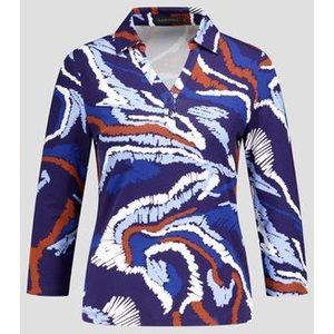 Blauwe polo met print