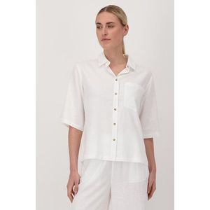 Witte linnen blouse met korte mouwen