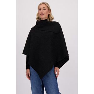 Zwarte poncho met bouclé look