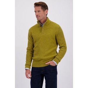 Mosterdgele trui met hoge hals en knoopjes