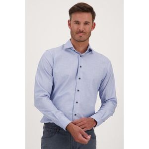 Lichtblauw hemd met fijn patroon - Slim fit