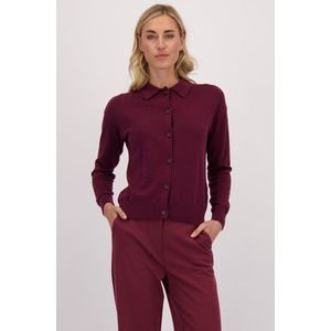 Bordeaux cardigan met polokraag