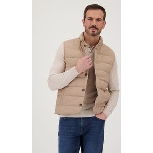 Beige-bruine gewatteerde bodywarmer