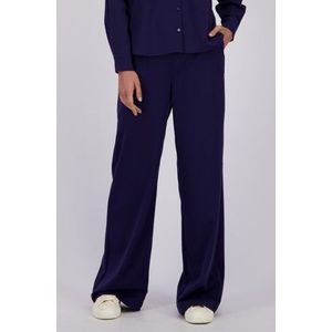 Wijde donkerblauwe broek met elastische tailleband