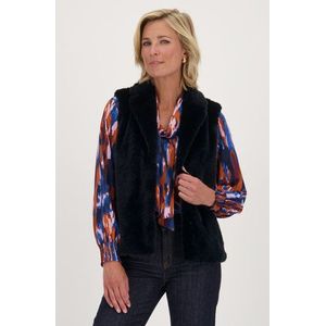 Donkerblauwe bodywarmer in faux fur