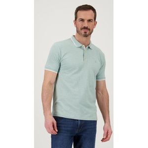 Groene polo met knopen en witte streep