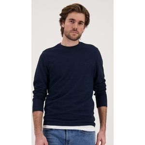 Donkerblauw T-shirt met geribbelde textuur