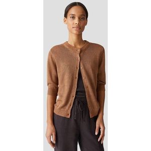 Bruine gebreide cardigan met 3/4 mouwen