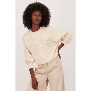 Ecru trui met parelmotief