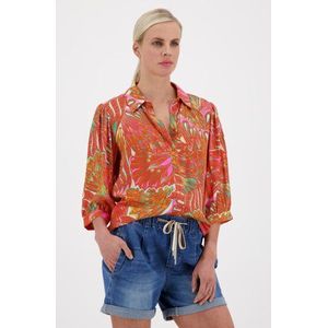 Oranje blouse met fijne paisley print