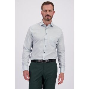 Wit hemd met blauw-groene print - Regular fit