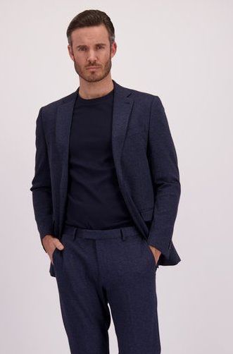 Donkerblauwe gemêleerde kostuumvest