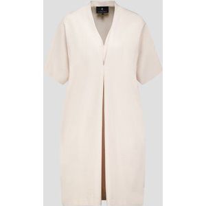 Ecru midi kleedje met dubbele V-hals