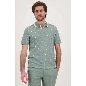 Muntgroene polo met fijne print