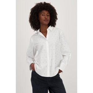 Witte hemdblouse met strass steentjes