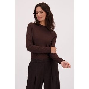 Donkerbruine trui met opstaande kraag