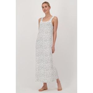 Lang wit slaapkleed met blauwe print