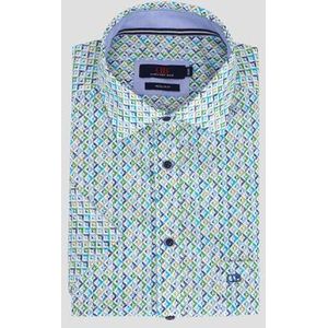 Hemd met groen-blauwe print - Regular fit