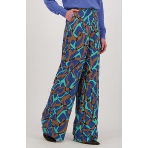 Libelle - Wijde Broek - Blauw - Aqua-print - Driekwartbroek