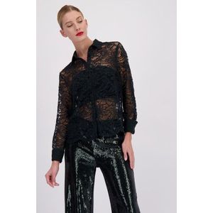 Donkergroene kanten blouse