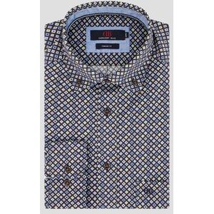 Donkerblauw hemd met vierkantjes - Comfort fit